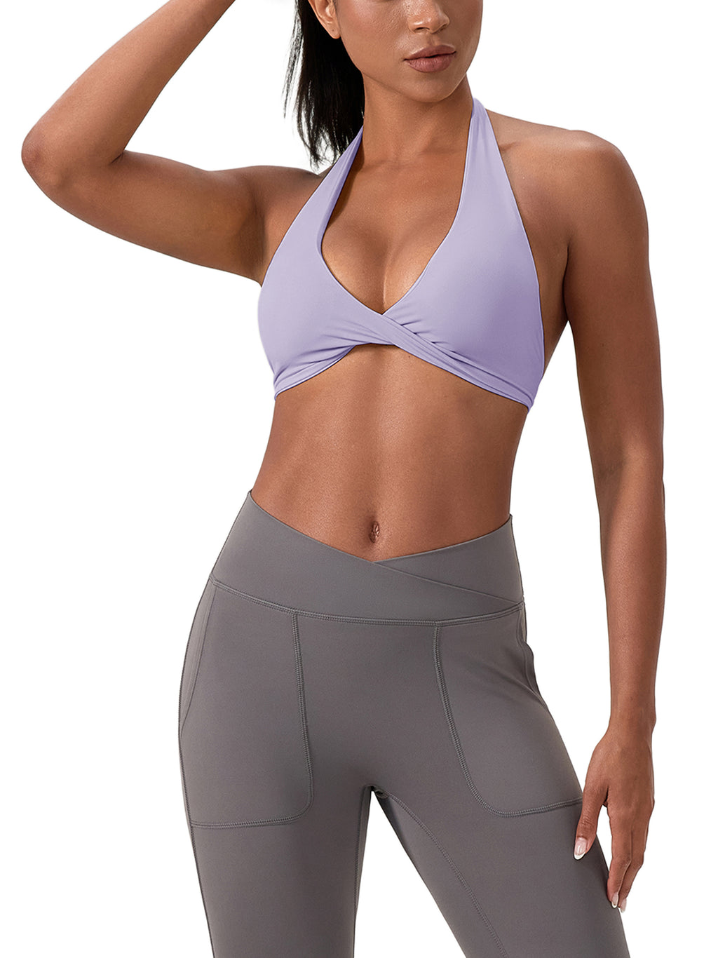 Women's Pleated Halter Sports Bra